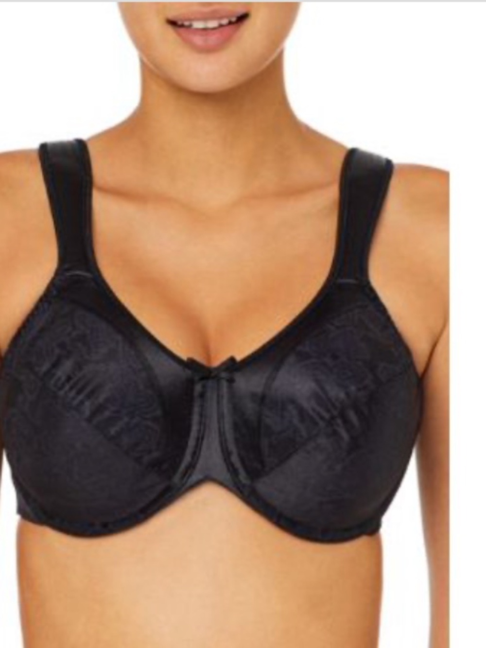 Bali Satin Tracings Underwire Minimizer Bra Black